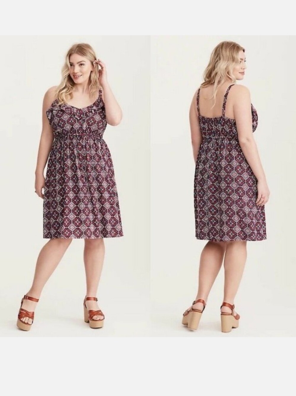 Torrid Women's Plus Size Red Ruffled Boho Sundress Challis Dress Size 3X